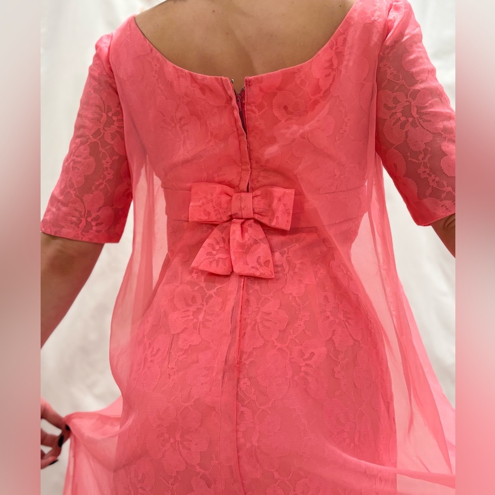 Vibrant Pink 60s Formal Gown
